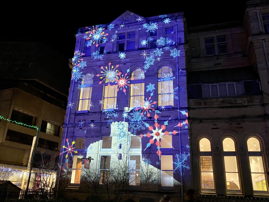 interactive light display and light maze Cardiff centre 